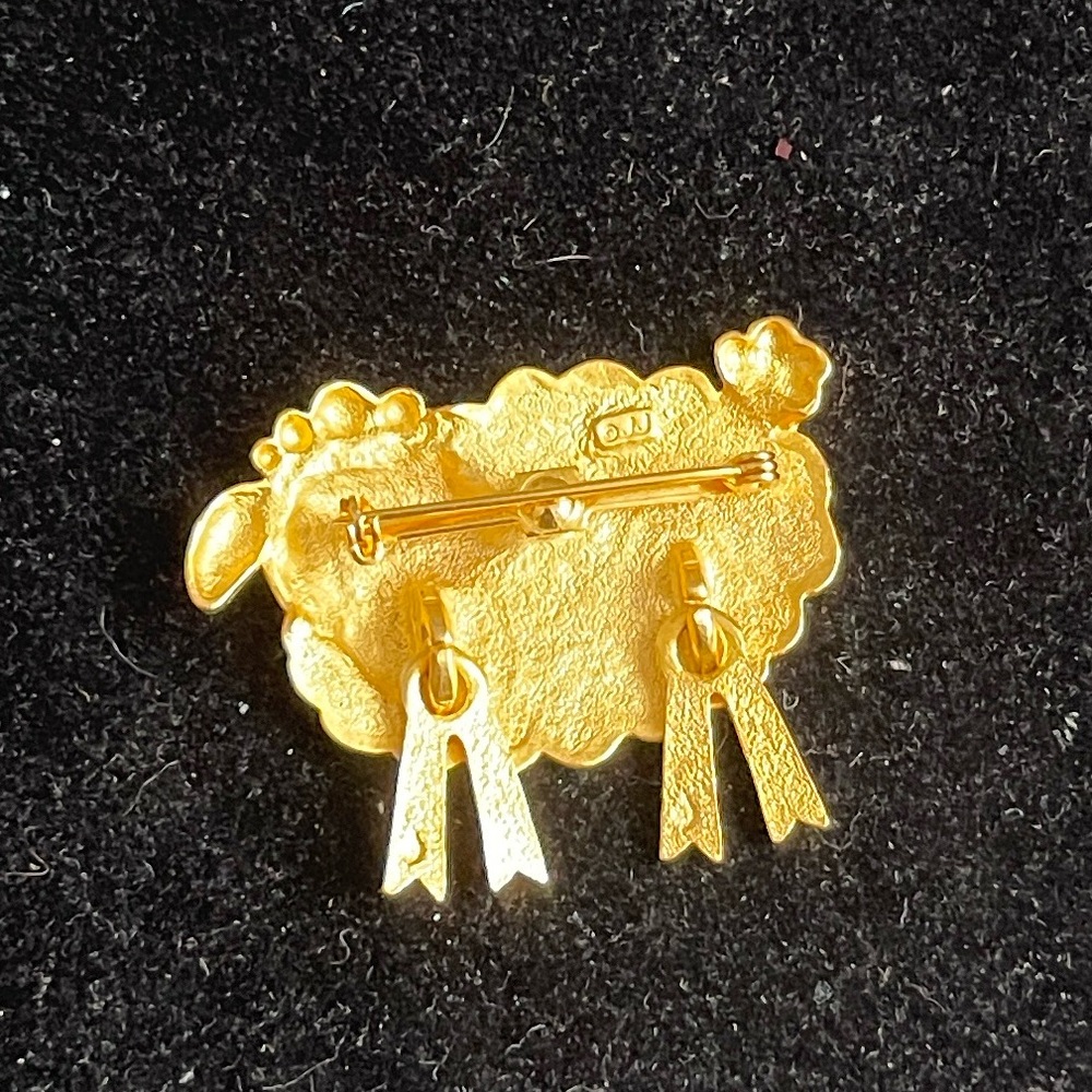 JJ Signed Vintage Jonette Jewelry Gold Tone Sheep With Dangle Legs Brooch. P - Picture 2 of 3